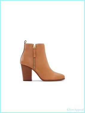 Leather Block Heel Ankle Booties for Work